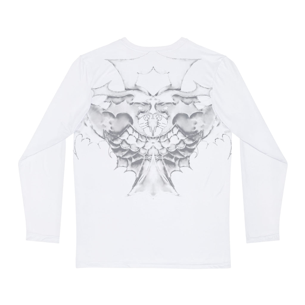 Regular Saint Graphic Long Sleeve Front & Back - Gray | White